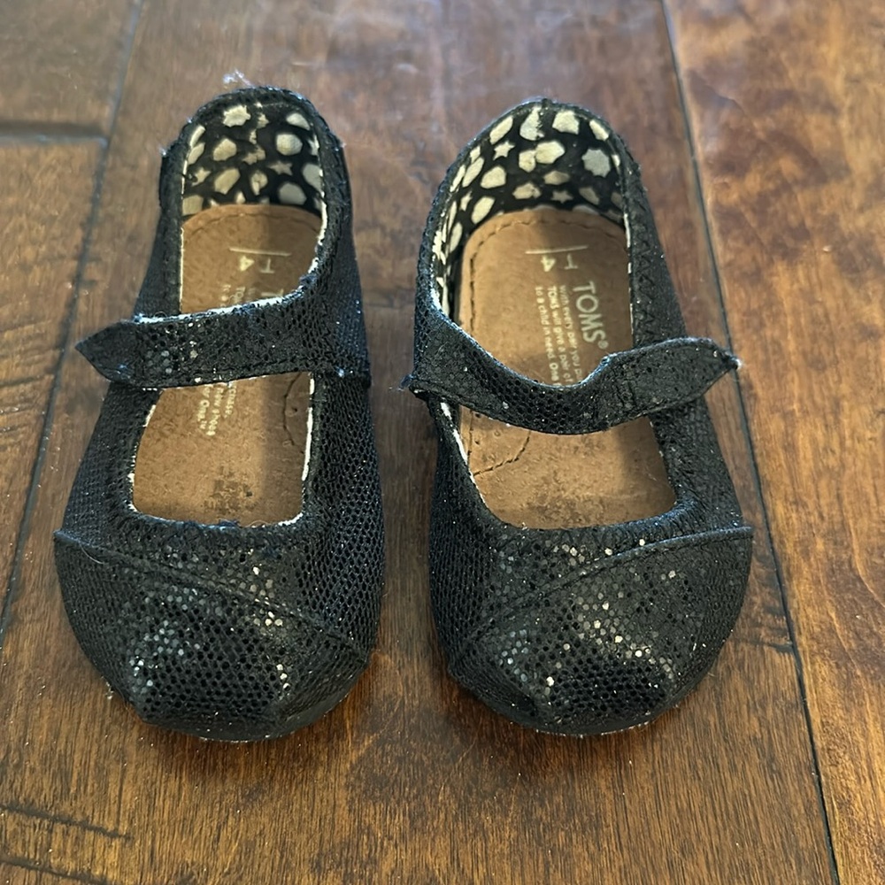 Baby Girls Black Glitter Toms